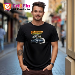 Tricou Barbatii Adevarati Conduc Dacia Masina Gri V1, din bumbac 100%, tricou negru Barbat