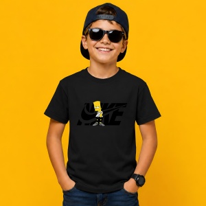 Tricou Bart Simpson Street Style Logo Alb Negru Urban Streetwear, din bumbac 100%, tricou negru, Copii | Dama | Barbat - Img 3