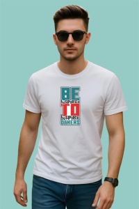 Tricou Be Inspired To Inspire Others Fundal Gri, din bumbac 100% , tricou alb pentru Copii | Dama | Barbat - Img 3