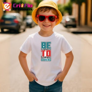 Tricou Be Inspired To Inspire Others Fundal Gri, din bumbac 100% , tricou alb pentru Copii | Dama | Barbat - Img 4