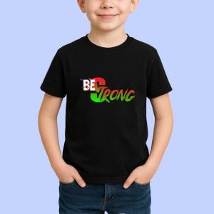 Tricou Be Strong Text Verde Rosu Motivational, din bumbac 100%, tricou negru Copii | Dama | Barbat - Img 2
