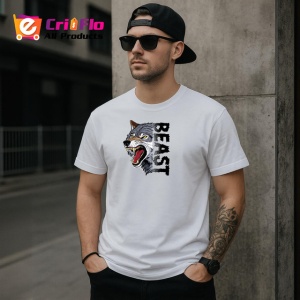 Tricou Beast Wolf Lup Gri Urlat Text V1, din bumbac 100% , tricou alb pentru Copii | Dama | Barbat - Img 9