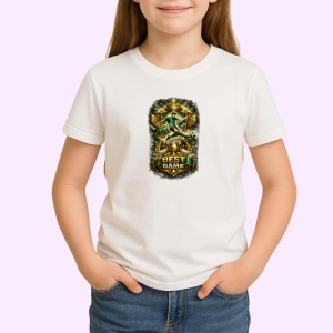 Tricou Best Game Ever Ilustratie Gaming Aurie, din bumbac 100% , tricou alb pentru Copii | Dama | Barbat - Img 2