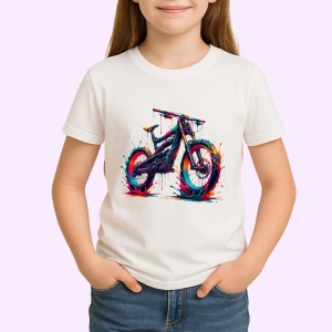 Tricou Bicicleta de munte in culori electrice fundal alb Copii | Dama | Barbat - Img 4