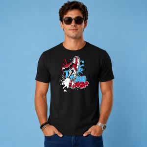 Tricou Big Drip Sneaker Splash Blue Red Urban Graffiti Design, din bumbac 100%, tricou negru, Copii | Dama | Barbat - Img 2