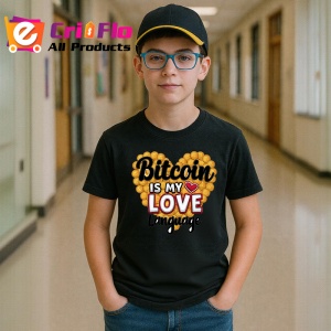 Tricou Bitcoin is my love language, bitcoin este limbajul meu al iubirii, Copii | Dama | Barbat , tricou negru - Img 6