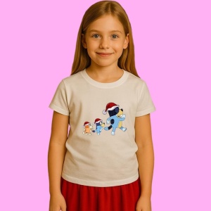 Tricou Bluey Si Familia Merg Prin Zapada, din bumbac 100%, tricou alb, Copii | Dama | Barbat - Img 2
