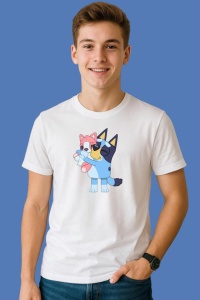 Tricou Bluey Tine Jucarie Roz, din bumbac 100%, tricou alb, Copii | Dama | Barbat - Img 2