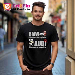 Tricou Bmw Audi Mesaj Funny, din bumbac 100%, tricou negru, Dama | Barbat - Img 3