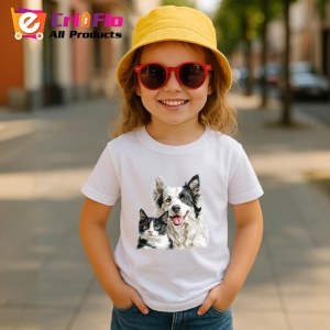 Tricou Border Collie si pisica alb negru prietenie autentica Copii | Dama | Barbat Barbat - Img 11