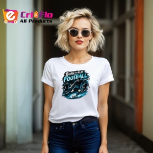 Tricou Born To Play Football Jucator Teren V2, din bumbac 100% , tricou alb pentru Copii | Dama | Barbat - Img 8