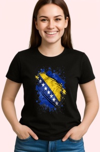 Tricou Bosnia And Herzegovina Steag Splash Art, Copii | Dama | Barbat, culoare negru - Img 3