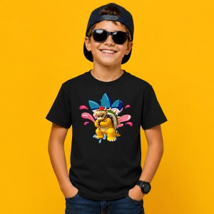 Tricou Bowser Super Mario Logo Splash Roz Urban Gaming Art, din bumbac 100%, tricou negru, Copii | Dama | Barbat - Img 3