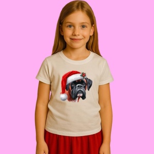 Tricou Boxer Craciun Cu Expresie Serioasa, din bumbac 100%, tricou alb, Copii | Dama | Barbat - Img 2