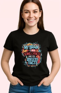 Tricou Brain Is 90 Percent Song Lyrics, Copii | Dama | Barbat, culoare negru - Img 4