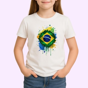 Tricou Brazil Steag Splash Art, Copii | Dama | Barbat - Img 3