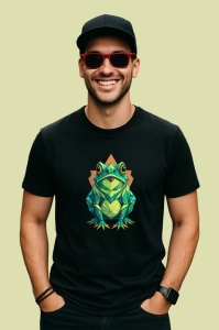 Tricou Broasca Verde Poligonala Arta, Copii | Dama | Barbat, culoare negru - Img 2