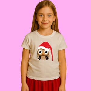 Tricou Bufnita Cu Caciula Rosie, din bumbac 100%, tricou alb, Copii | Dama | Barbat - Img 1