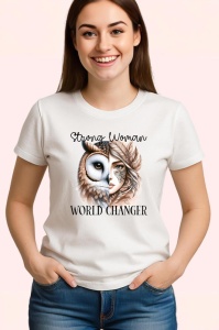 Tricou Bufnita si femeie cu pene mesaj motivational world changer Copii | Dama | Barbat Barbat