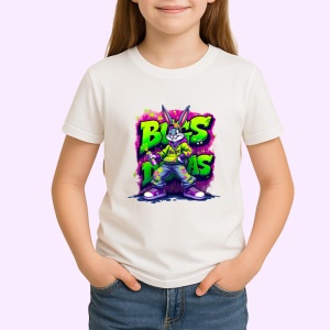 Tricou Bugs Bunny neon pe fundal verde aprins Copii | Dama | Barbat Barbat - Img 3
