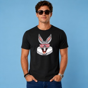 Tricou Bugs Bunny Ochelari Soare Urban Red Box Logo Streetwear, din bumbac 100%, tricou negru, Copii | Dama | Barbat