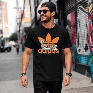 Tricou Bugs Bunny Portocaliu Logo Retro Urban Street Style Art, din bumbac 100%, tricou negru, Copii | Dama | Barbat - Img 5