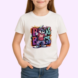 Tricou Bugs Bunny vibes graffiti cu fundal alb Copii | Dama | Barbat Barbat - Img 4