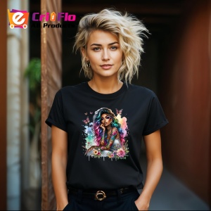 Tricou Butterflies garden girl colorful tattoo, fata gradina cu fluturi si tatuaje colorate, Copii | Dama | Barbat , tricou negru - Img 8