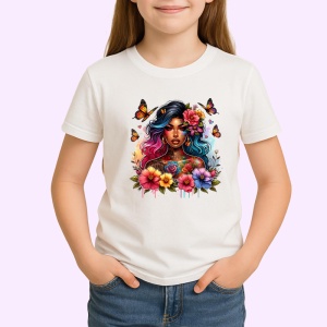 Tricou butterfly girl flowers and tattoos, fata fluturi flori si tatuaje, Copii | Dama | Barbat - Img 3