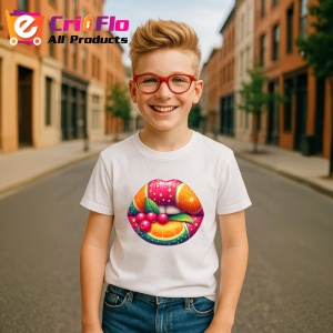 Tricou Buze crem cu trandafiri roz delicati, Lip gloss, Copii | Dama - Img 17