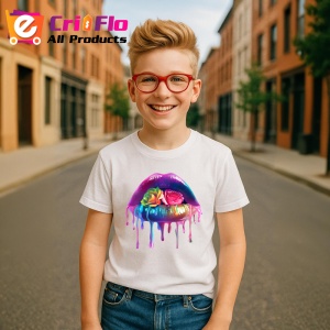 Tricou Buze cu trandafir roz si stropi mov, Lip gloss, Copii | Dama - Img 18