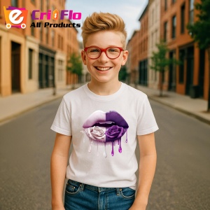 Tricou Buze curcubeu cu trandafir galben, Lip gloss, Copii | Dama - Img 11
