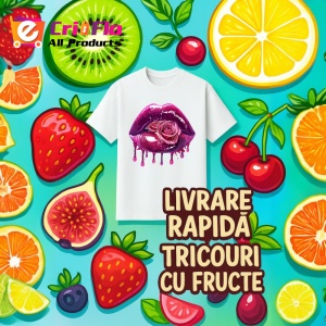 Tricou Buze femeie cu efect metalic si trandafir roz, Lip gloss, Copii | Dama - Img 18