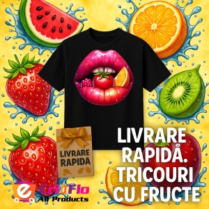Tricou Buze femeie violet cu trandafiri roz si mov, Lip gloss, Copii | Dama, culoare negru - Img 18