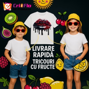 Tricou Buze negre cu trandafiri rosii luciosi, Lip gloss, Copii | Dama - Img 7