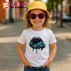 Tricou Buze negre lucioase cu trandafir rosu, Lip gloss, Copii | Dama - Img 10