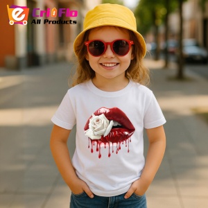 Tricou Buze rosii cu trandafir alb contrastant, Lip gloss, Copii | Dama - Img 10