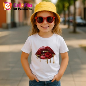 Tricou Buze rosu intens cu trandafir si auriu lichid, Lip gloss, Copii | Dama - Img 5