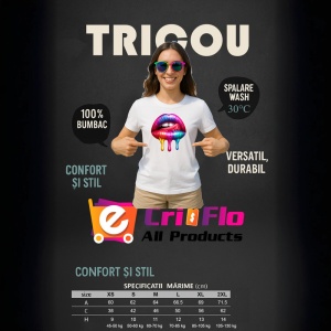 Tricou Buze roz mov cu efect lichid lucios fundal alb Copii | Dama | Barbat - Img 9