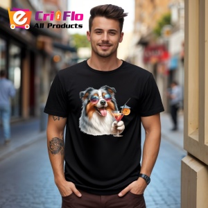 Tricou Caine australian shepherd ochelari cocktail cu cirese, Copii | Dama | Barbat , tricou negru - Img 10