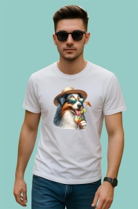 Tricou caine australian shepherd palarie cocktail lime, Copii | Dama | Barbat - Img 2