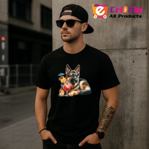 Tricou Caine ciobanesc cocktail portocala vara relaxare, Copii | Dama | Barbat , tricou negru - Img 11