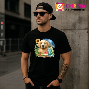 Tricou Caine golden retriever umbrela fructe vara cocktail, Copii | Dama | Barbat , tricou negru - Img 11