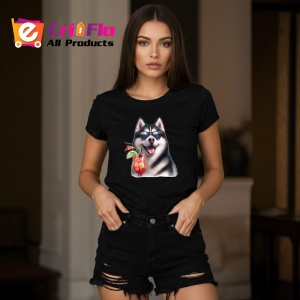 Tricou Caine husky ochelari cocktail cu menta si fructe, Copii | Dama | Barbat , tricou negru - Img 7