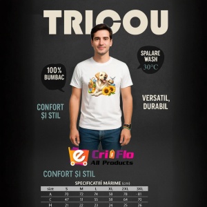 Tricou caine labrador cos picnic floarea soarelui vara, Copii | Dama | Barbat - Img 7