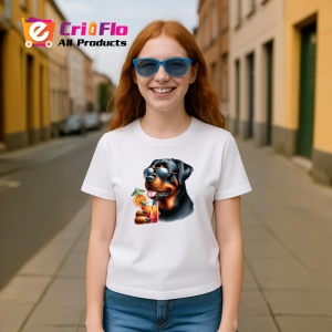 Tricou caine rottweiler ochelari cocktail portocala vara, Copii | Dama | Barbat - Img 8