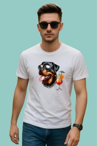 Tricou caine rottweiler ochelari negri lant cocktail tropical, Copii | Dama | Barbat - Img 2