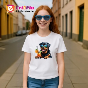 Tricou caine rottweiler ochelari soare cocktail portocaliu, Copii | Dama | Barbat - Img 8