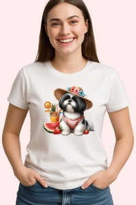 Tricou caine shih tzu palarie floare cocktail pepene vara, Copii | Dama | Barbat - Img 4
