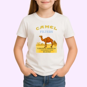 Tricou camel filters tigari retro pe fundal negru design clasic, Copii | Dama | Barbat - Img 3